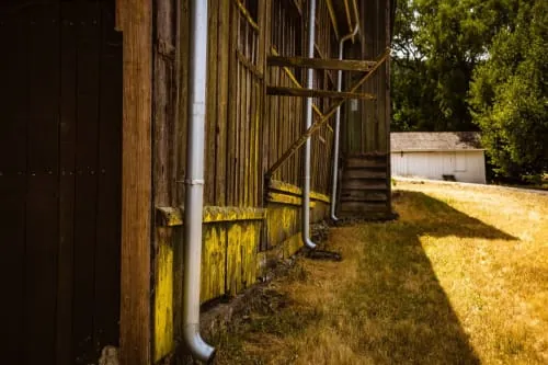 New guttering installed along the edge of a roof.